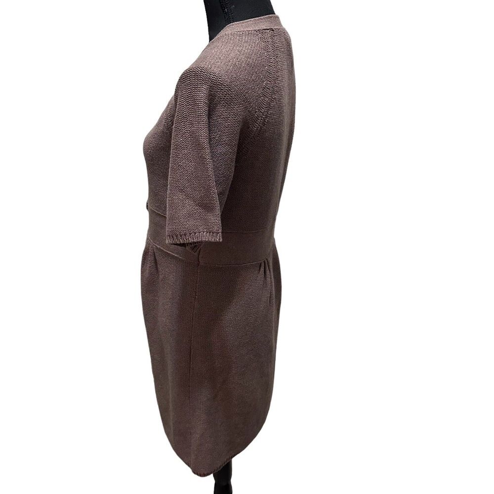 Kenji Womens Large Short Sleeve Cardigan Sweater Anthropologie Taupe - Picture 6 of 9